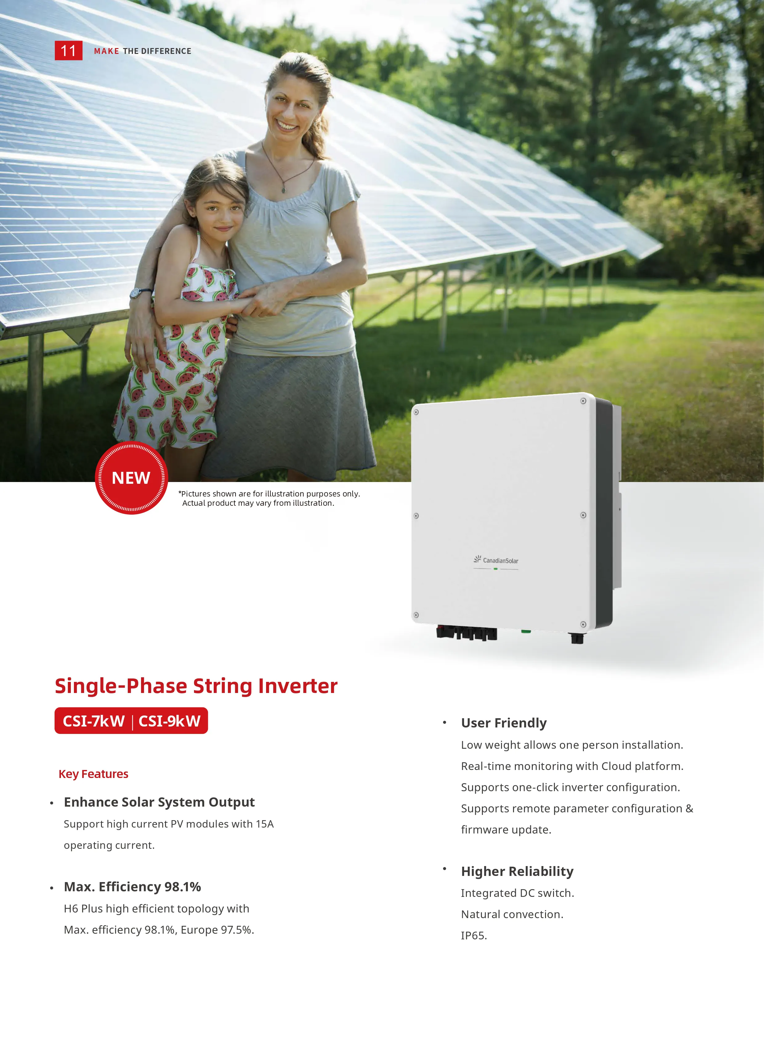 Canadian solar inverter 7-9KW on-grid energy inverters 7000W 9000W for on grid solar panel system home