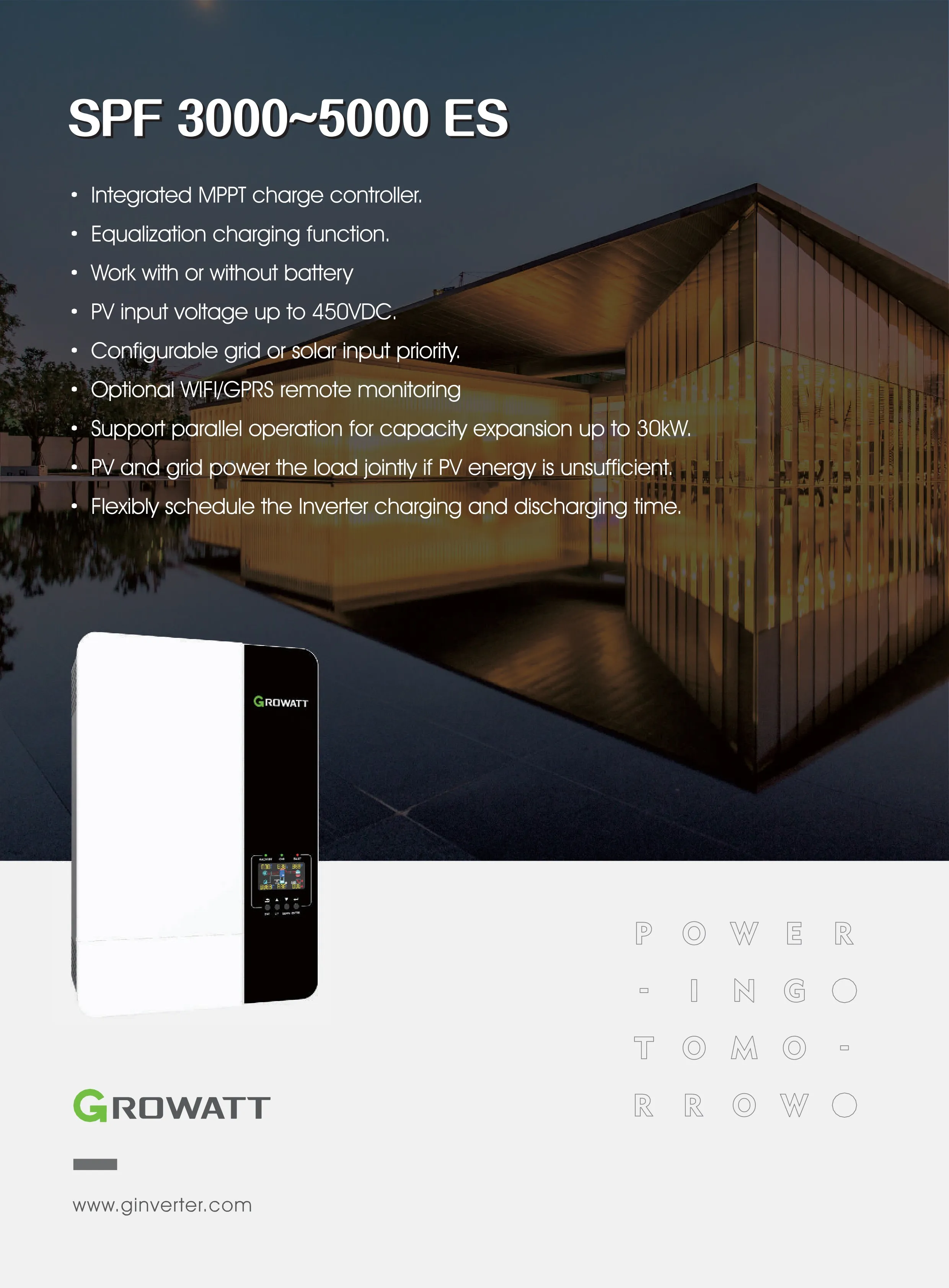 Off Grid 5kw Growatt SPF 5000ES Inverter price low frequency high quality inverter